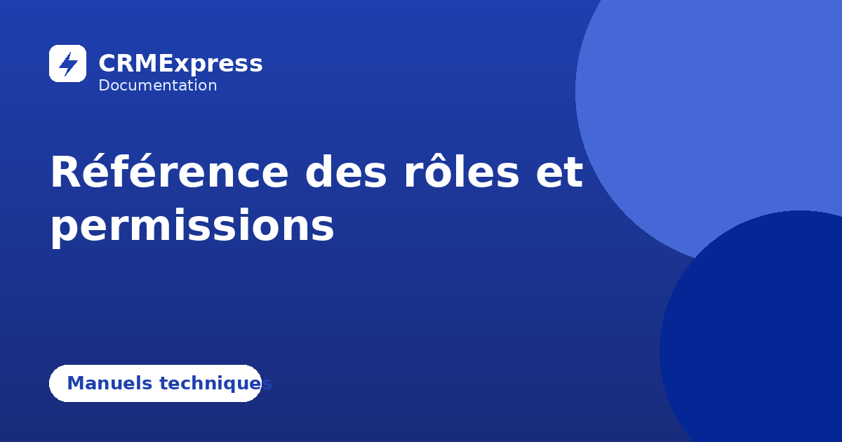 Illustration : Référence des rôles et permissions — documentation CRMExpress